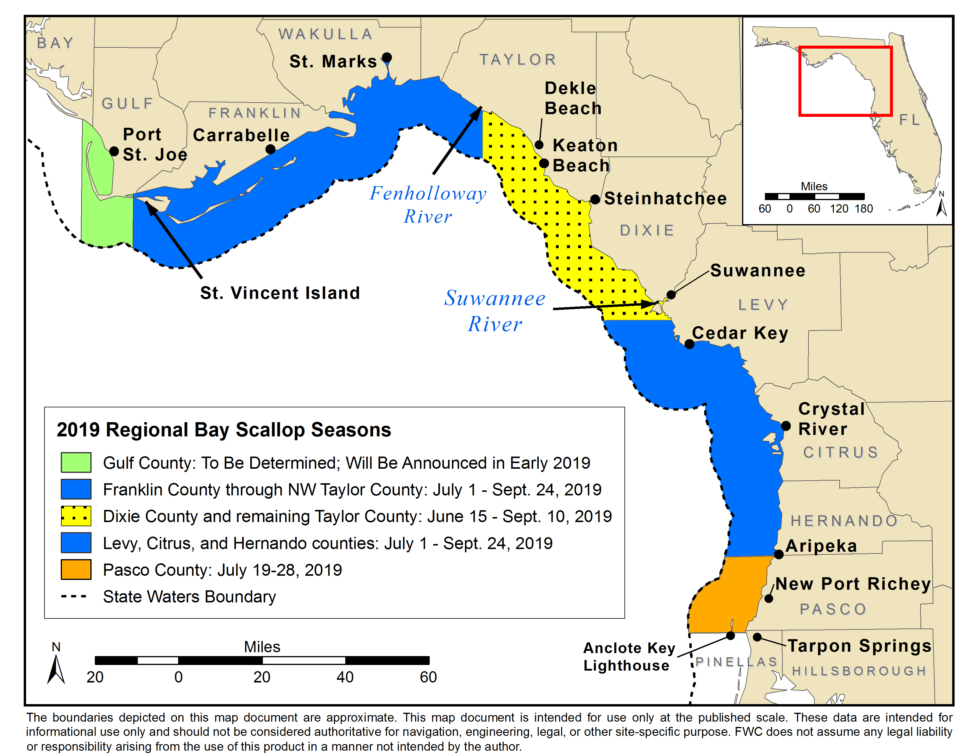 Updated map to FWC scallop season release